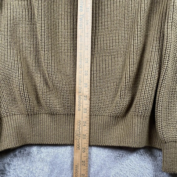 Orvis Sweater Mens Size L Tan Military Commando Shawl Collar Button Elbow Patch - Picture 13 of 13